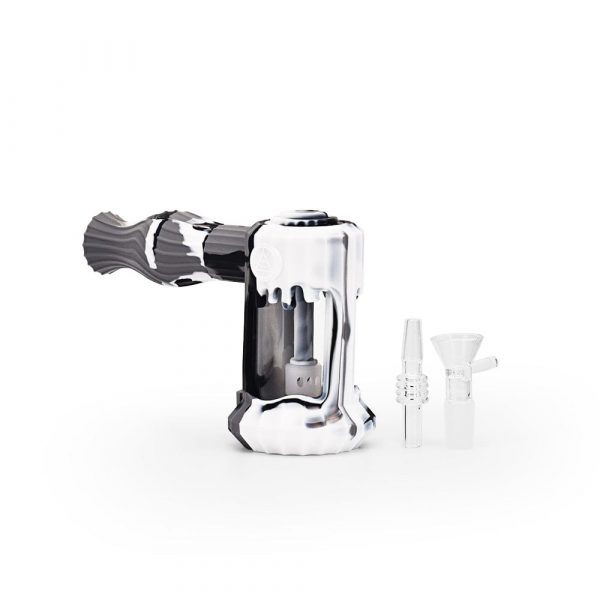 6'' Duality Silicone Dual Use Bubbler - Black & White Marble