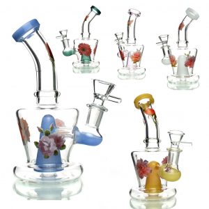 Stylish Flower Sticker Water Pipe with 14mm Male Bowl