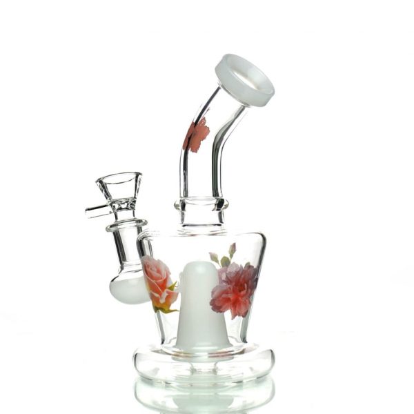 Stylish Flower Sticker Water Pipe with 14mm Male Bowl