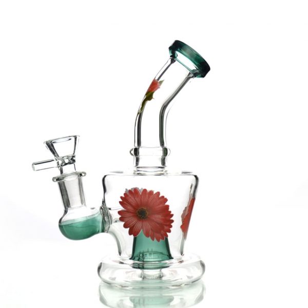 Stylish Flower Sticker Water Pipe with 14mm Male Bowl