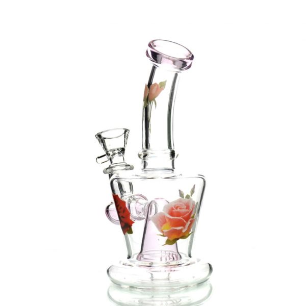 Stylish Flower Sticker Water Pipe with 14mm Male Bowl