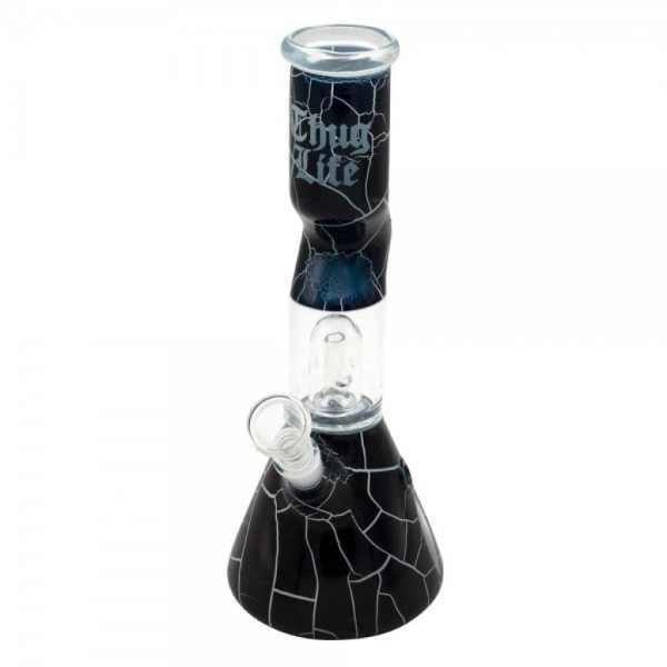 Thug Life Glass Water Pipe Black Broken Stone Design