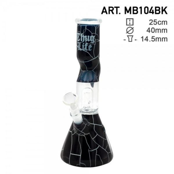 Thug Life Glass Water Pipe Black Broken Stone Design