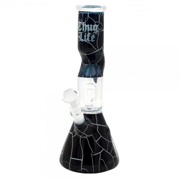 Thug Life Glass Water Pipe Black Broken Stone Design