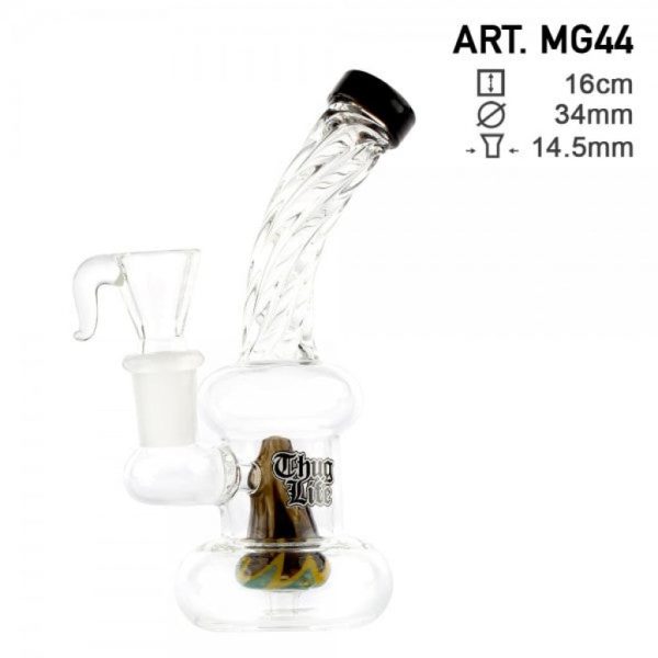 Rasta Water Pipe with Spiral Neck Design and Custom Rasta-colored Percolator