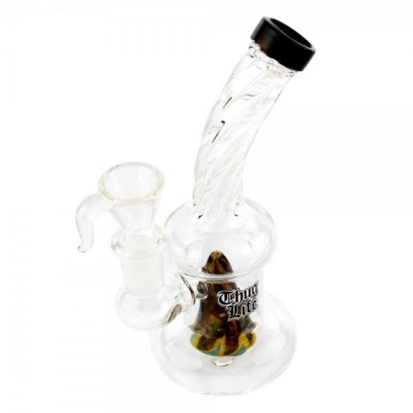 Rasta Water Pipe with Spiral Neck Design and Custom Rasta-colored Percolator