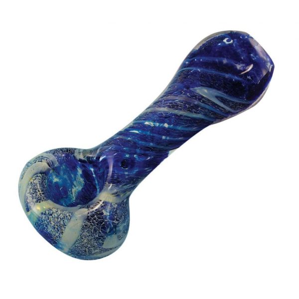 Swirling Frit Spoon Style Glass Pipes, 4 Inch