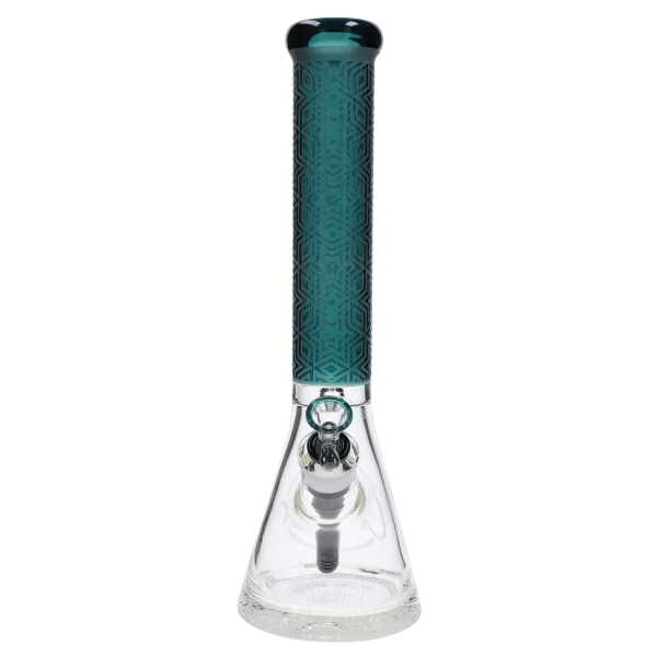 Patterned Printed w/ Coloured Tube Beaker - Green - 14 in.