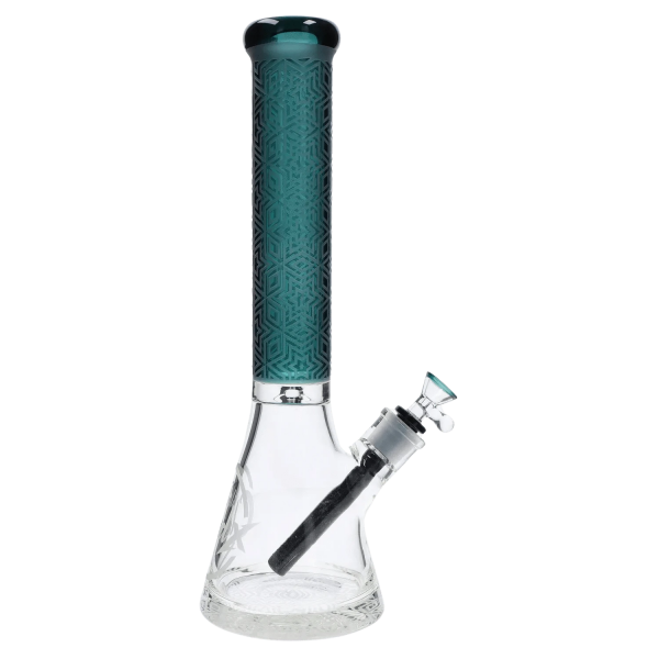 Patterned Printed w/ Coloured Tube Beaker - Green - 14 in.