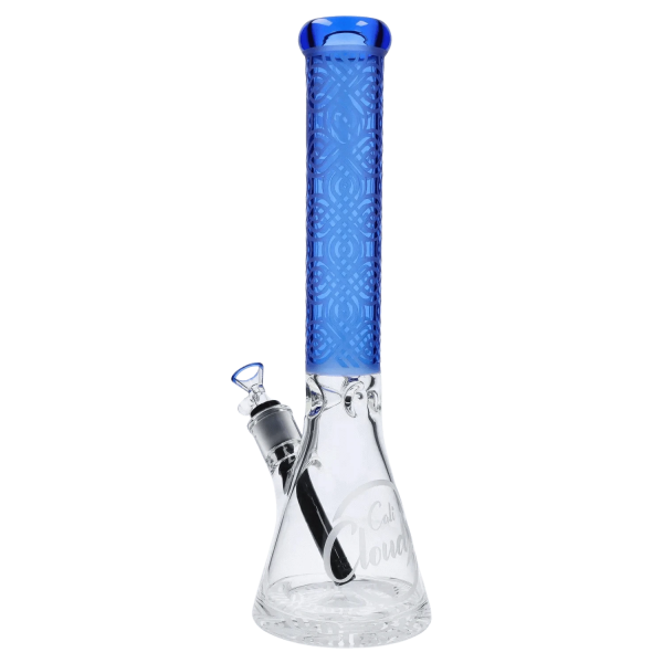 Patterned Printed w/ Coloured Tube Beaker - Milky Blue - 14 in.