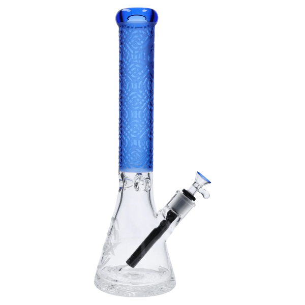 Patterned Printed w/ Coloured Tube Beaker - Milky Blue - 14 in.