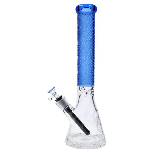 Patterned Printed w/ Coloured Tube Beaker - Milky Blue - 14 in.
