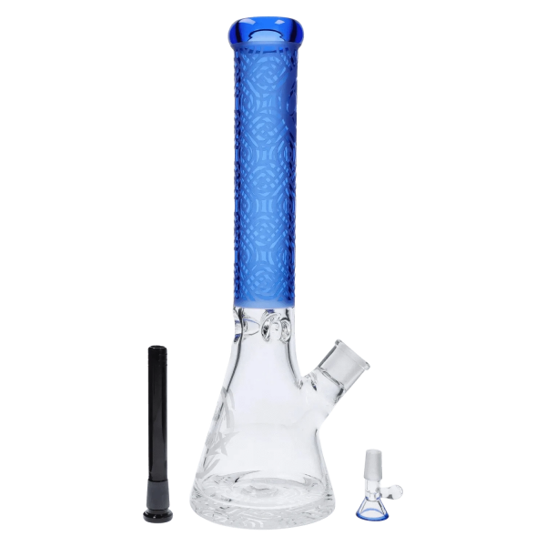 Patterned Printed w/ Coloured Tube Beaker - Milky Blue - 14 in.