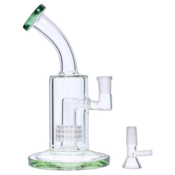 Smoke Cartel Bent Neck w/ Matrix Perc & Color Accents Bong - 8 in.