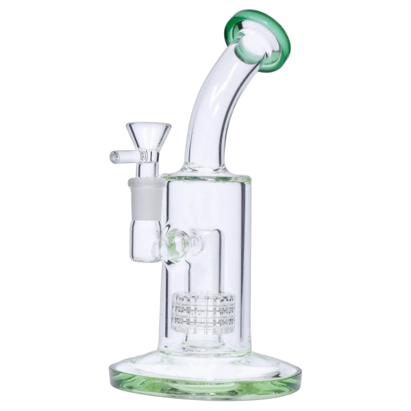 Smoke Cartel Bent Neck w/ Matrix Perc & Color Accents Bong - 8 in.