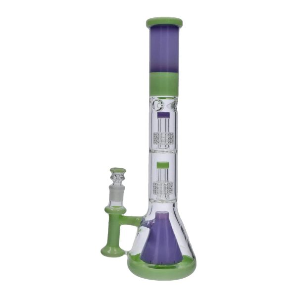 Smoke Cartel Retro Pastel Beaker w/ Dual Tree & Pyramid Perc Bong -19.7 in.