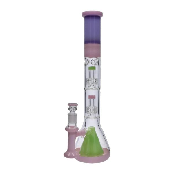Smoke Cartel Retro Pastel Beaker w/ Dual Tree & Pyramid Perc Bong -19.7 in.