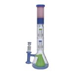 Smoke Cartel Retro Pastel Beaker w/ Dual Tree & Pyramid Perc Bong -19.7 in.