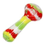 Smoke Cartel Fancy Multi-Colour Striped Glass Spoon Pipe - 5 in.