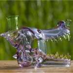 Wolf Head Water Pipe with Opal Eyes Thick Glass Handheld Water Pipe