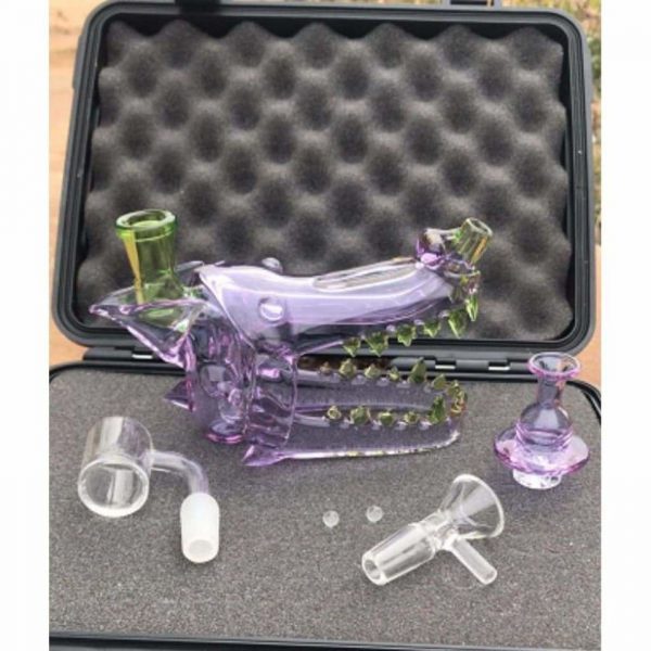 Wolf Head Water Pipe with Opal Eyes Thick Glass Handheld Water Pipe